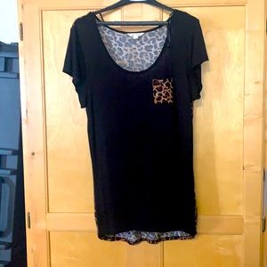Black and animal print t-shirt